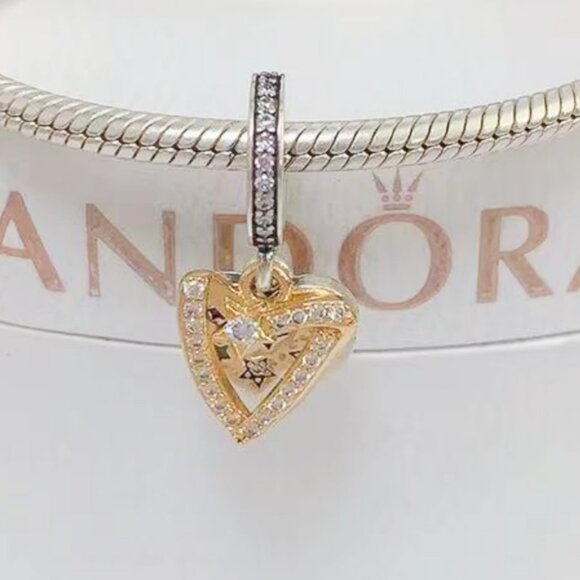 Pandora Jewelry - Shooting Star Hearts Double Dangle Charm